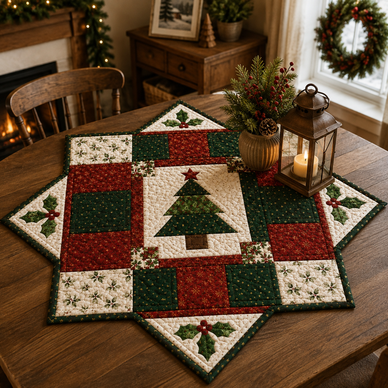 Festive Pine Printed Quilt Pattern