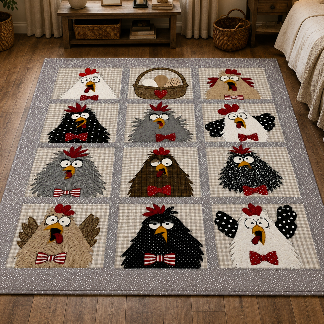 Silly Chickens Printed Quilt Pattern