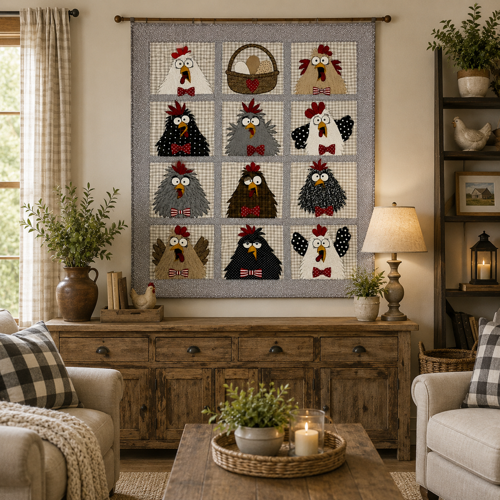 Silly Chickens Printed Quilt Pattern