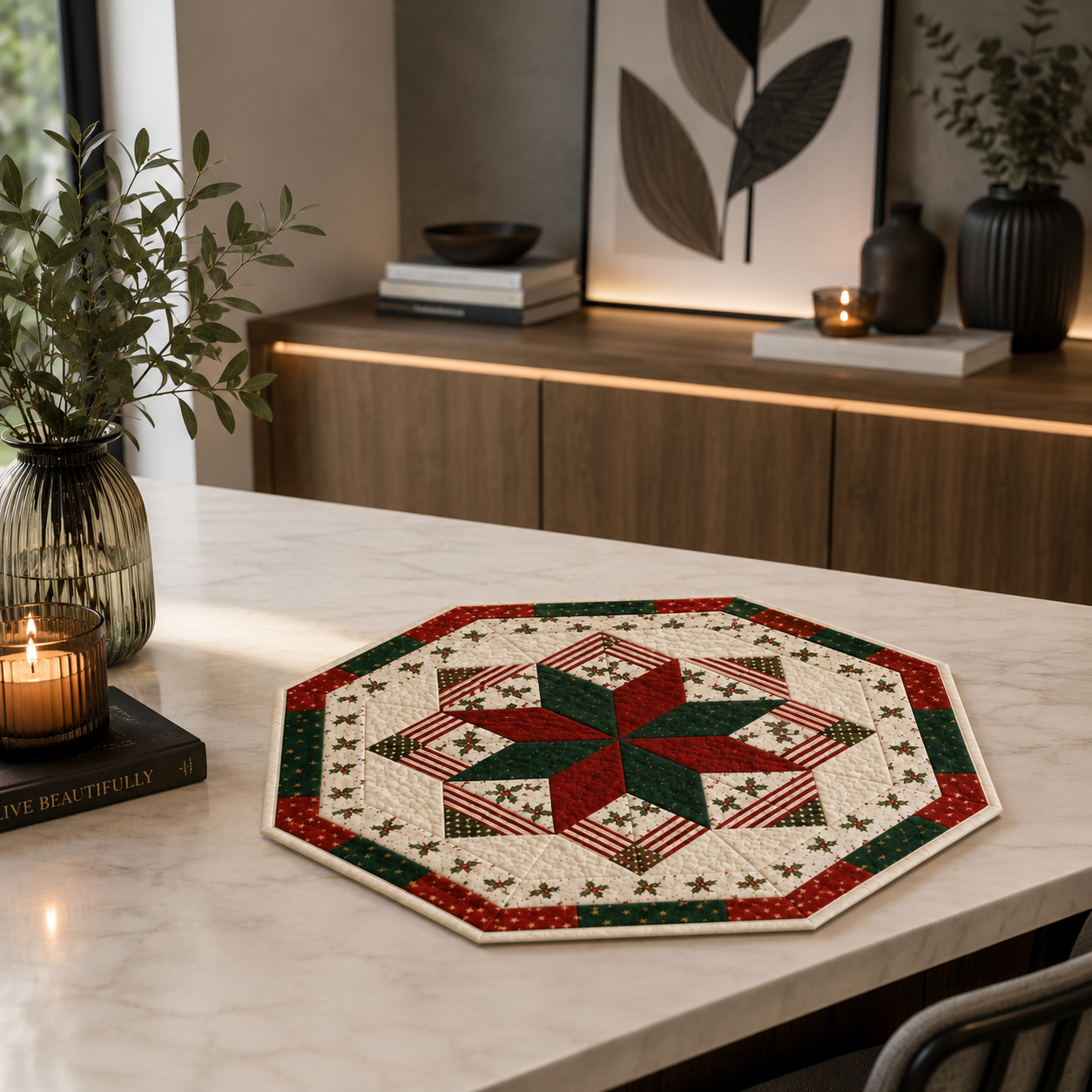 Yuletide Star Printed Quilt Pattern
