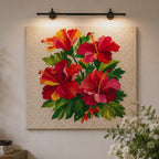 Crimson Hibiscus Printed Quilt Pattern