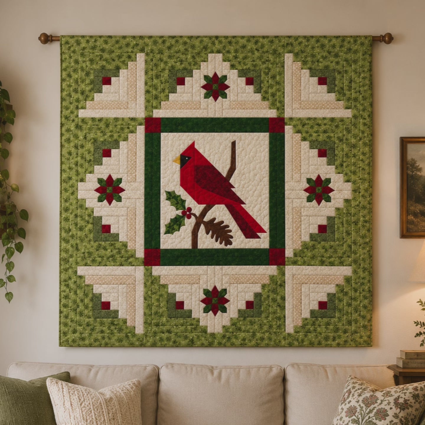 Crimson Visitor Printed Quilt Pattern